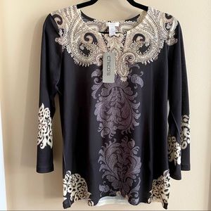 🌷HP🌷NWT Chicos Black Jewel Print Light Blouse